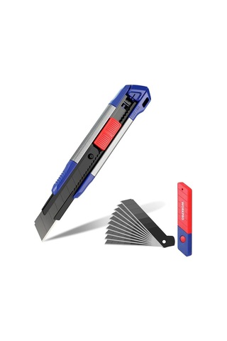 Lexroo Wp212022 18 Mm Ağır Hizmet Alüminyum Kasa Maket Bıçağı + 10 Adet Yedek Bıçak
