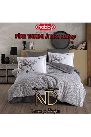 Hobby Poplin Pike Takımı Çift Kişilik Arianna Gri Çok Renkli