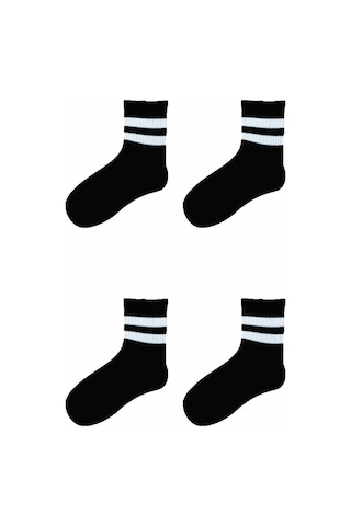 4Lü Unisex Çizgili Kısa Çorap Pamuklu Tenis Ekonomik
