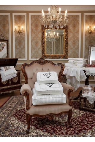 Northcity Çeyizlik Damat Figürlü Saten Dantelli Krem 3lü Bohça, Nişan Gelin Damat Hurcu 3lü, Damat Bohçası