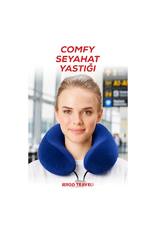 Viscofoam Comfy Ortopedik Seyahat Yastığı Visco Boyun Destekli Seyahat Yastığı - Mavi | Ergo Travel