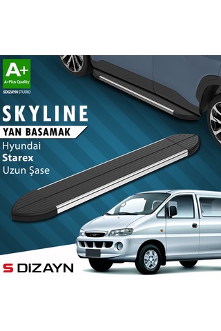S-dizayn Hyundai H-1 Starex Uzun Şase Skyline Krom Yan Basamak 213 Cm 1998-2007 A+ Kalite