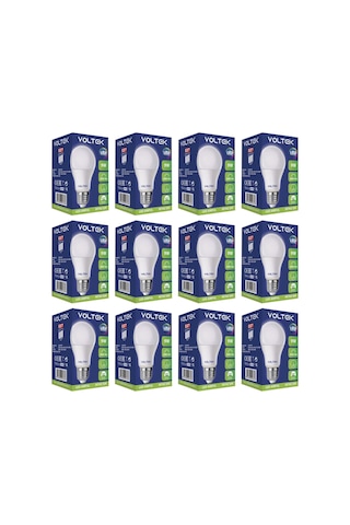 Voltek Led Ampul 9w E27 Duy Beyaz Işık X 12 Adet