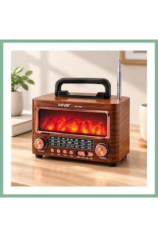 Bşkvirgo Şömineli Retro Radyo Bluetooth Hoparlör - Am/fm/sw Usb/type-c Şarjlı Bsk2026