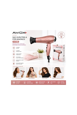 Awox Gleao Saç Kurutma Ve Fön Makinesi 1700-2000w 2 Kademe Fan 3 Kademe Sıcaklık Rose-gold