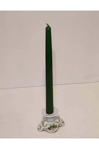 İkili Yaldızlı Şamdan Mum 2x25cm Yeşil