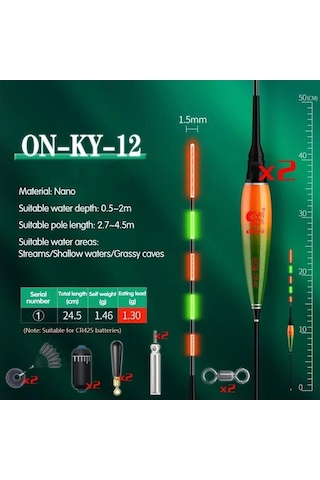 Novahub Onlyou 2 Adet Nano Akıllı Şamandıra Bite Alarm Led Otomatik Renk Balık Yemi Şamandıra 56758701