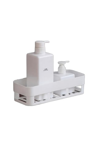 Folinda Beyaz Plastik Banyo Duvar Organizerı - Sıfır Delme, 26x10cm, 1 Adet, Su Akışlı, Ev Tam Kullanıma Uygun Diğer