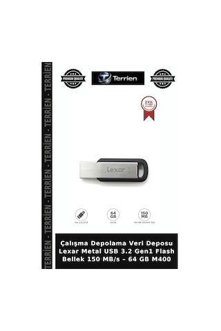 Çalışma Depolama Veri Deposu Lexar Metal Usb 3.2 Gen1 Flash Bellek 150 Mb/s 64 Gb M400