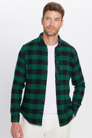 Tudors Erkek Slim Fit Dar Kesim Oduncu Düğmeli Yaka Kareli Kışlık Gömlek-32267 Çok Renkli