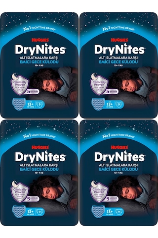 Drynites Emici Gece/külot Bez Erkek 13+yaş 48-60kg Xl 36 Adet XL 4'lü