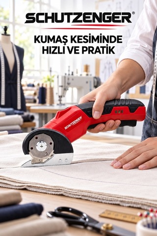 Type-c Şarjlı Kumaş Deri Kesme Makası Profesyonel Hızlı Kesim German Kırmızı Sp12