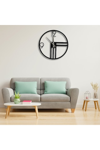 Eşsiz Tasarım Metal Duvar Saati 40 Cm Siyah Renk Siyah