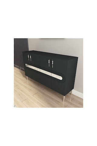 Karsu 120 Cm Konsol, Tv Ünitesi, Çok Amaçlı Dolap Antrasit-gümüş Antrasit-gümüş