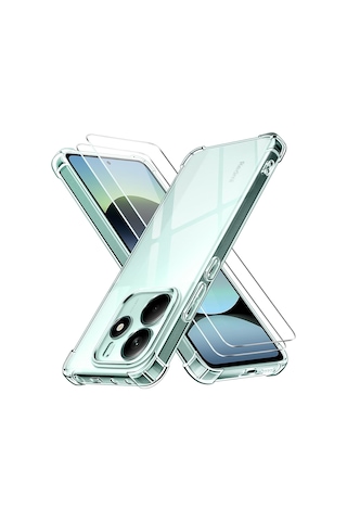 Logis Xiaomi Redmi Note 14 Kılıf Süper Silikon Şeffaf Şeffaf