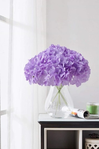 Yapay Çiçek Ortanca Çiçeği Demeti 43 Cm Açık Lila