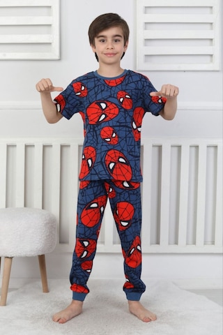 Bunny Hopp Erkek Çocuk Oyun Konsolu Desenli Kısa Kollu Yazlık Pijama Takımı %100 Pamuk Süprem Penye Açık Lacivert