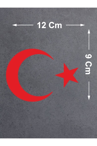 Türk Bayrağı Ay Yıldız Sticker - Araba Oto Motosiklet Karavan Sticker - 00323 12x9 Cm