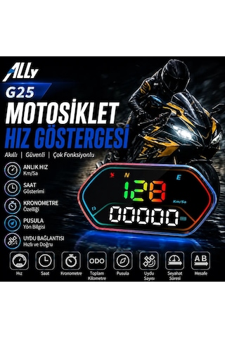 Ally Hud G25 Obd2 + Gps Head Up Display Hud Dijital Hız Göstergesi - Motosiklet İle Uyumlu- 5775