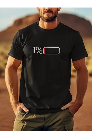 Assema Erkek Sarj %1 Baskılı T-shirt Kısa Kol Bisiklet Yaka Regular Fit Tişört - - Siyah Çok Renkli