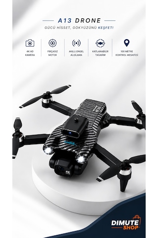 A13 Drone 4k Hd Kameralı Fırçasız Motor Akıllı Engel Sensörlü Katlanabilir Drone