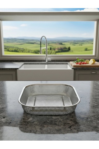 Paslanmaz Çelik Kare Çok Amaçlı Makarna Un Meyve Sebze Süzgeci 27 Cm Çok Renkli