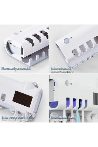 Reedark Uv Işınlı Diş Fırçası Sterilizatörü - 4'lü Duvar Askısı Ve Usb Şarj Beyaz