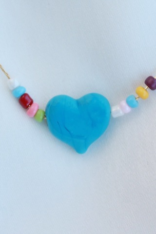 Murano Mavi Kalp Cam Kolye Mavi