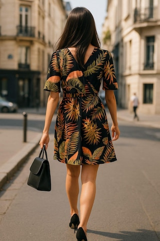 Rich Geometrik Desenli Mini Elbise Modern Ve Çarpıcı Stil Turuncu