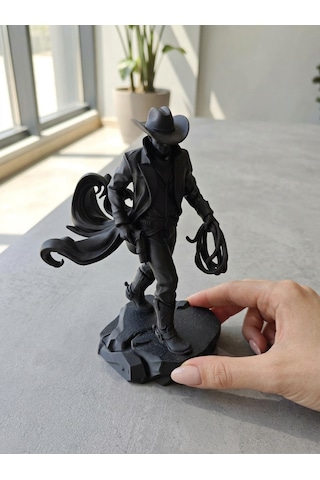 Siyah Kovboy Biblosu 15 Cm Vahşi Batı Karakter Heykeli Masaüstü Ofis Kitaplık Dekoru Erkek Hediyelik Figür 15cm
