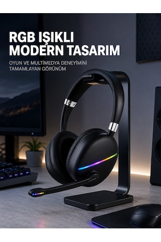 Kablosuz Bluetooth 5.0 Kulaklık Rgb Işıklı Tasarım