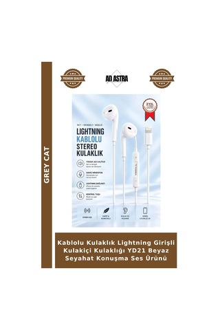 Kablolu Kulaklık Lightning Girişli Kulakiçi Kulaklığı Yd21 Beyaz Seyahat Konuşma Ses Ürünü
