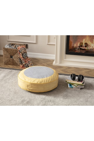 Yuvarlak Şeritli Puf Minder, 60x60cm