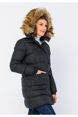 Cekmon Kadın Regular Fit Astarlı Çok Cepli Kapuşonu Çıkan Rahat Mont 001