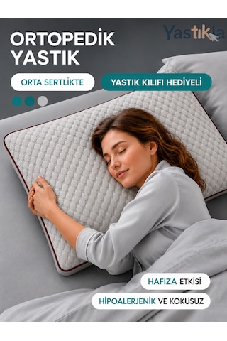 Boyun Destekli Ortopedik Hafızalı Visco Klasik Yastık 40 X 60 X 16 Beyaz