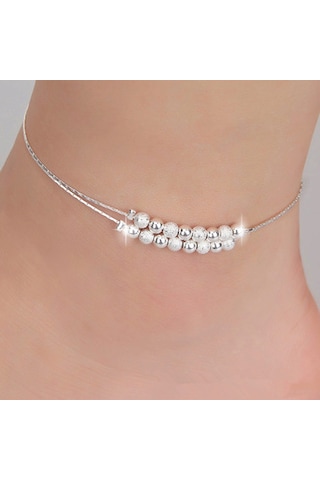 Sones Basit Moda Buzlu Boncuk Kişilik Gümüş Kaplama Bileklik Gümüş