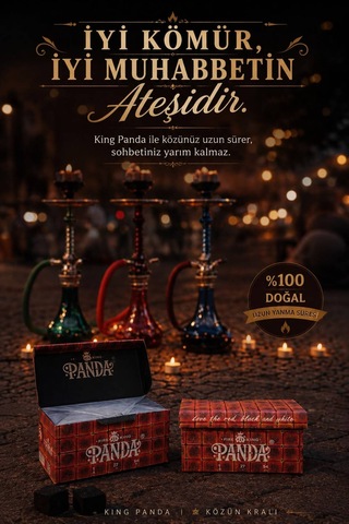 Fıre Kıng Panda Premium Nargile Kömürü 3 Kg %100 Doğal Hindistan Cevizi Kömürü
