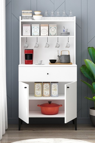 Armen Kahve Köşesi Mutfak Bangosu Çok Amaçlı Dolap Beyaz