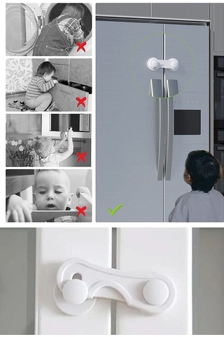 2 Adet Montajsiz Çift Kapaklı Dolap Kilidi Bebek Koruyucu Ve Kilit Bebek Güvenlik Kiti Çok Renkli