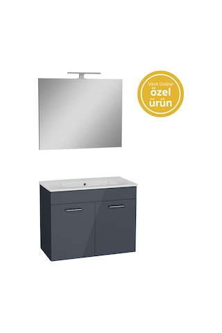 VitrA Ardea 67071 Banyo Dolabı Seti Kapaklı 80 Cm Parlak Antrasit