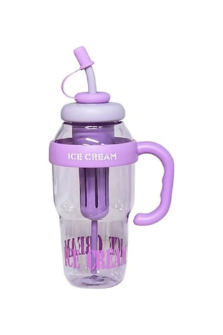 Sevgililer Günü Hediyesi Bıgmug Ice Cream Tritan Pipetli Matara 1300 Ml Mor