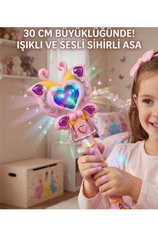 Kelebek Tasarımlı Sesli Ve Işıklı 30 Cm Boyutunda Eğlenceli Oyuncak Sihirli Değnek Pembe