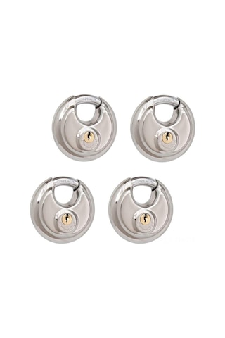 Folinda Stainless Steel Disk Kilitleri - 4 Adet, 70mm X 20mm, Çelik Korumalı Kanca, İç/önarıcı Kullanım, 8 Anahtar