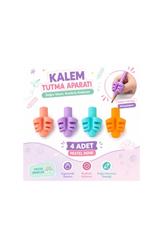 Pastel Renk Kalem Tutma Aparatı 4 Adet Ergonomik Silikon Kalem Tutucu Yazı Düzeltici Çocuk Ve Öğrenci İçin Çok Renkli