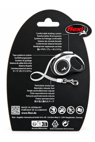 Flexi Style Şerit Otomatik Gezdirme Tasması Beyaz 3m Gri Açık Gri