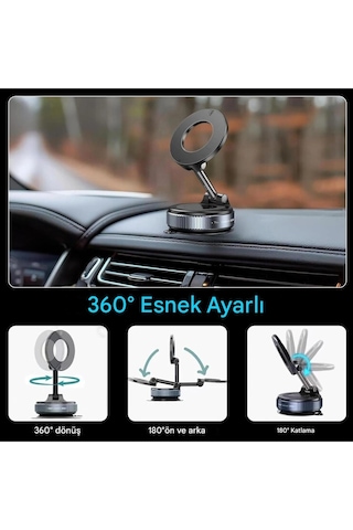 Cs 360 Derece Dönebilen Güçlü Vakumlu Magsafe Araç İçi Ve Masa Üstü Halka Telefon Tutucu
