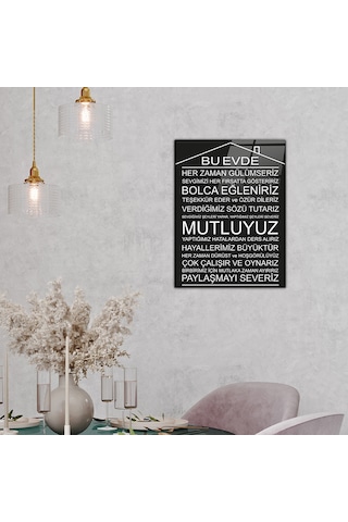 Decorita Cam Tablo | Bu Ev - Siyah Fon