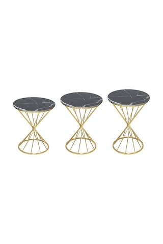 Zigon Rivoli BRC Model Siyah Mermer Temper cam Metal Çelik Gold Renk Kaplama Ayak El Yapım