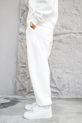 Beyaz Cozy Basic Paça Lastik Oversize Eşofman Beyaz