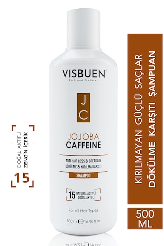 Visbuen Jojoba Kafein 15 Doğal Aktifli Saç Dökülmesine Karşı Şampuan 500 ML
